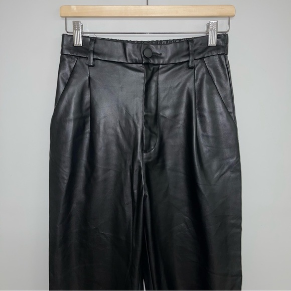 Zara Faux Leather Trousers Pants Elastic Waist Black  Women's Size Small - Picture 3 of 13